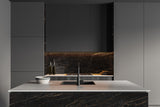 Dark,Kitchen,Interior,With,Bar,Island,,Sink,And,Stove.,Kitchenware