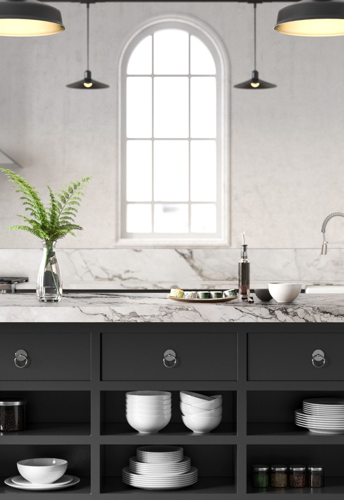 Black industrial kitchen